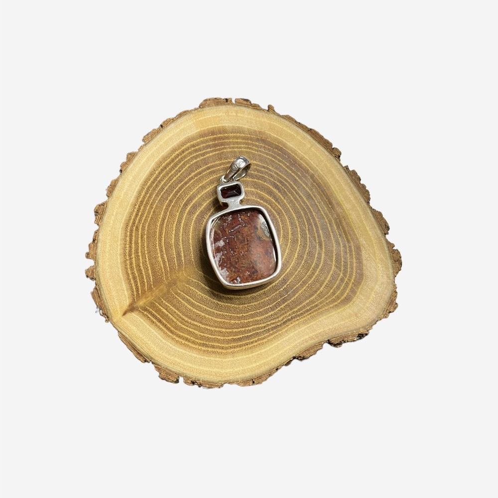 Pendant with garnet - Sterling Silver - Picture 3 of 12